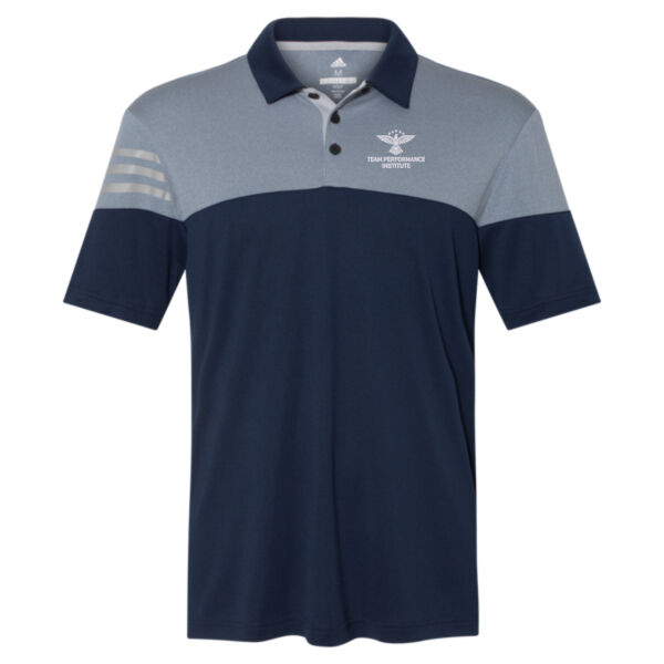 Team Performance Institute Embroidered - Heathered 3-Stripes Colorblocked Polo Thumbnail